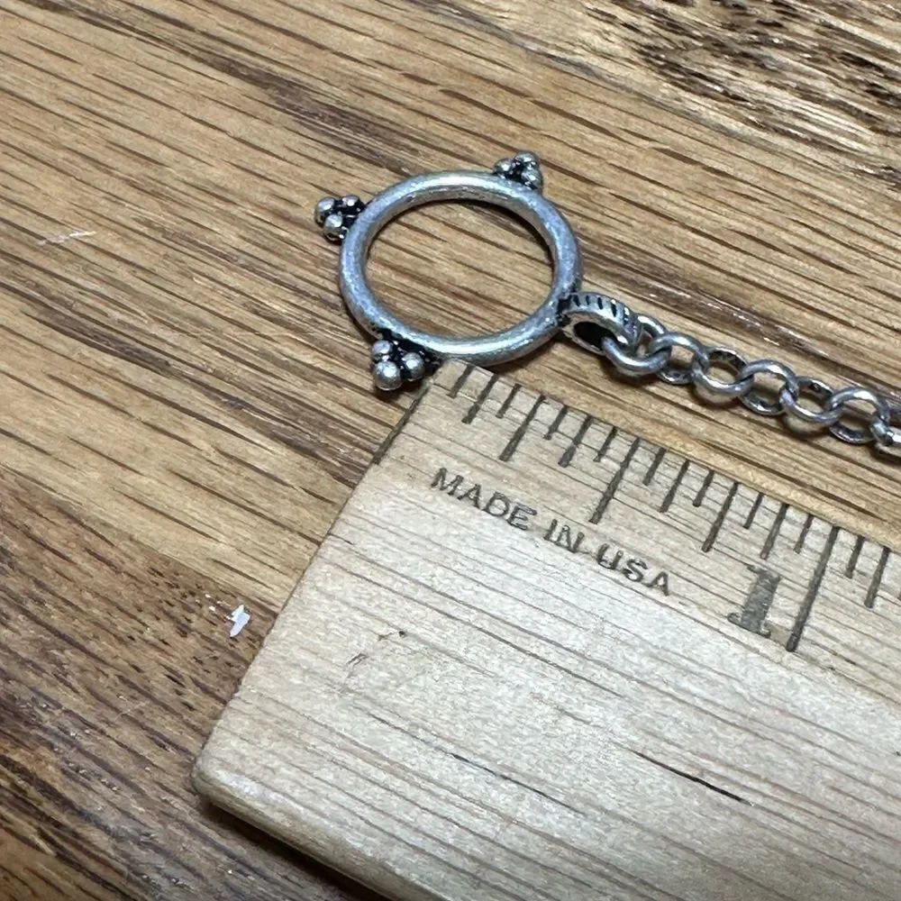 Lucky Brand Coral Genuine Cabochon Bracelet Silver Tone Toggle Boho Southwest